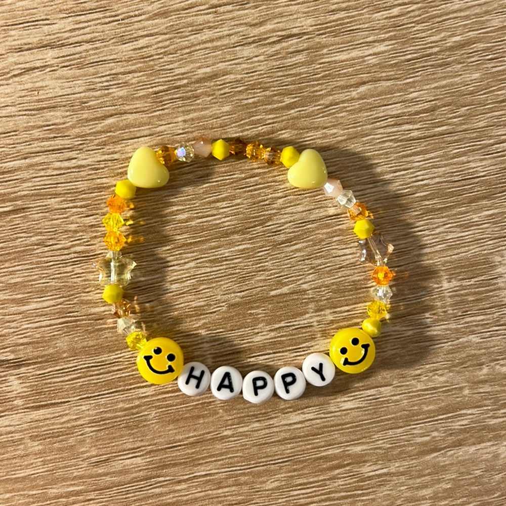 Yellow happy friendship bracelet